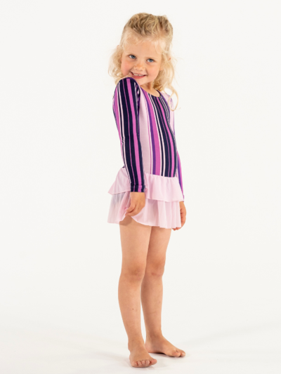 Voimistelupuku helmalla | NS-166 | Outlet Purple Stripe