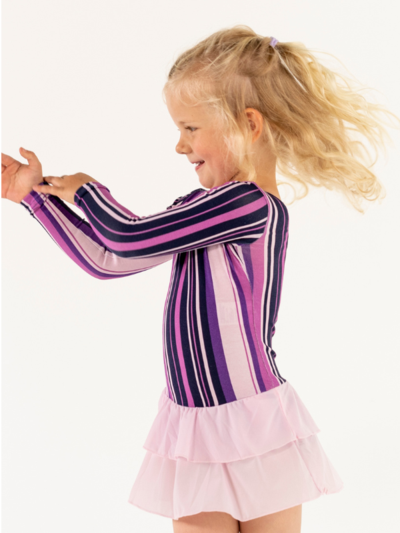 Voimistelupuku helmalla | NS-166 | Outlet Purple Stripe