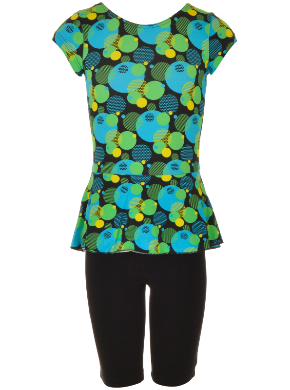 Catsuit peplum | NS-160 GreenCircle-Black