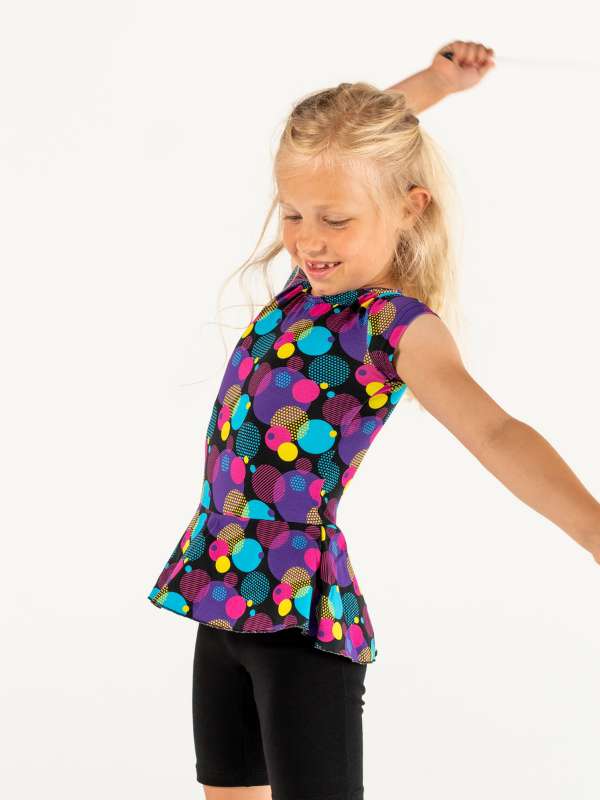 Catsuit peplum | NS-160 PinkCircle-Black