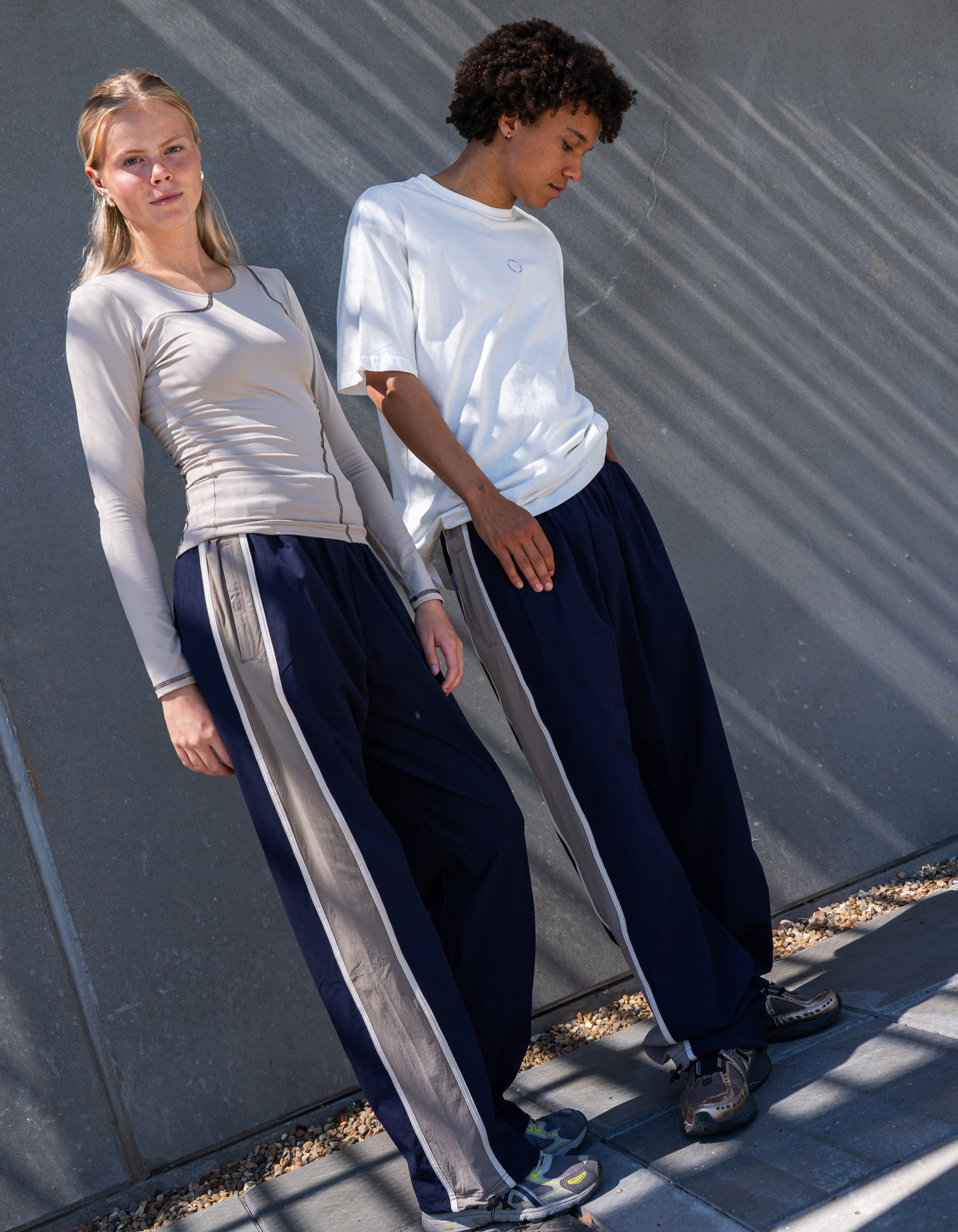 Tech stripe pants  | Unisex | Navy